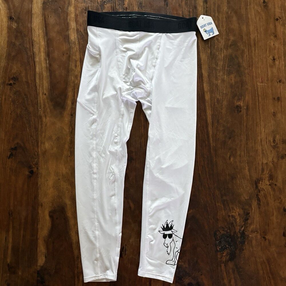 Goat USA Mens Compression Leggings Small S White NWT Running Base Layer